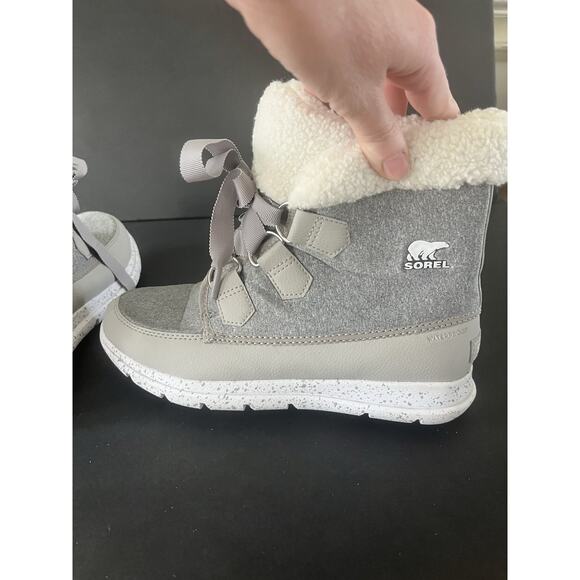 Sorel Grey Felt Sherpa Lining Short Winter Boot Women’s 6.5 Lace Up - Picture 7 of 12